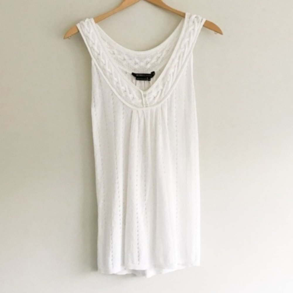 BCBG Lightweight Cotton Pointelle Sleeveless Top